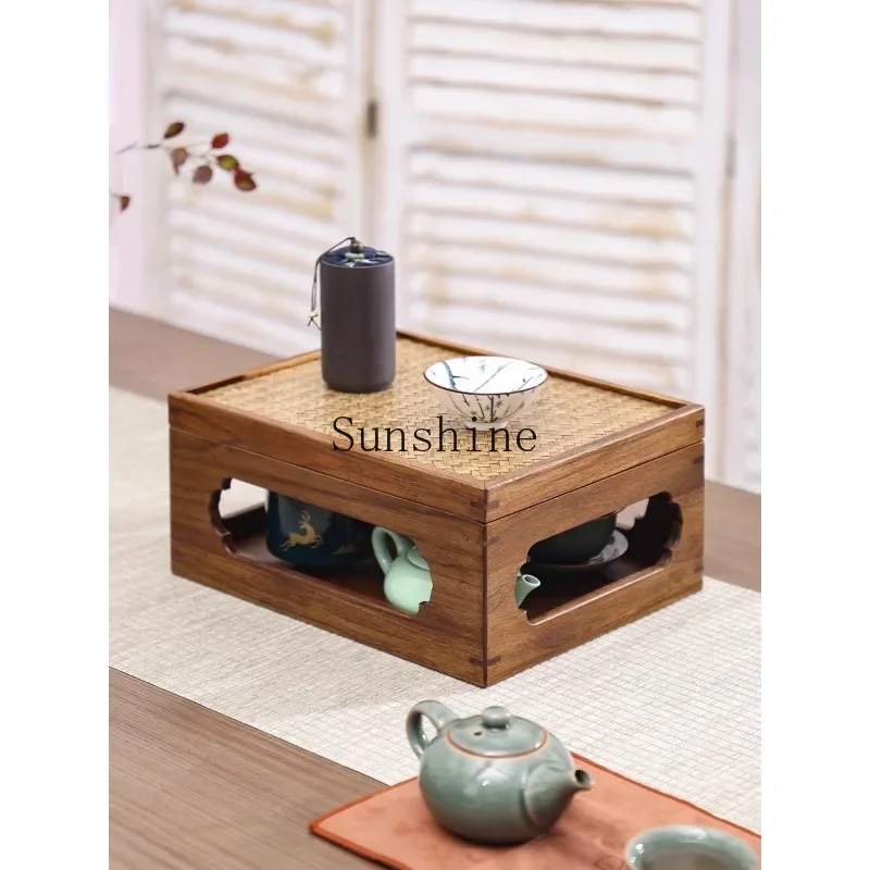 

Solid wood tea set storage box Chinese tea tray rack