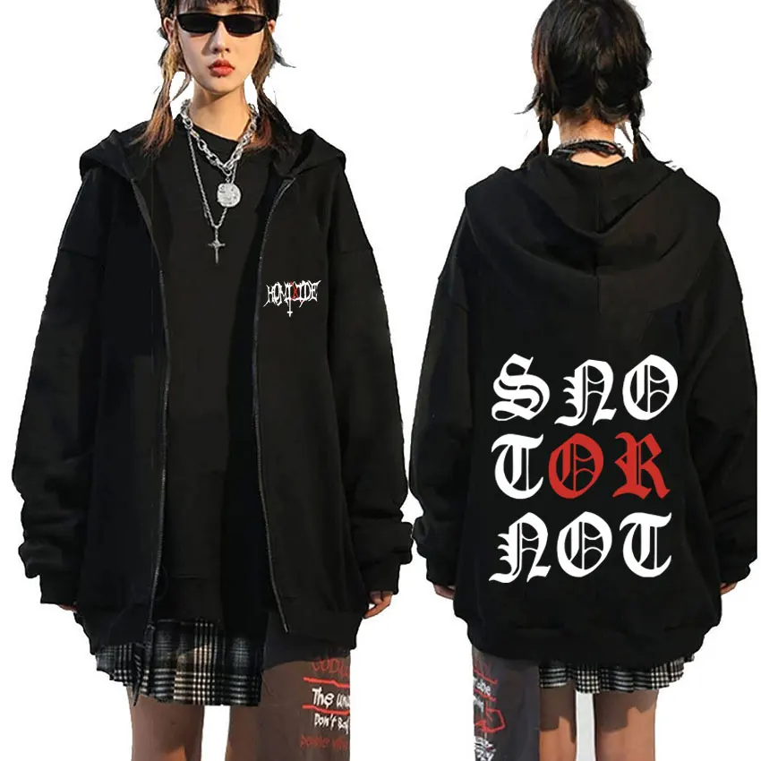 

Rapper Homixide Gang Snot or Not Zipper Hoodie Playboi Carti Opium Zip Up Hoodies Male Hip Hop Casual Oversized Zip Up Jacket