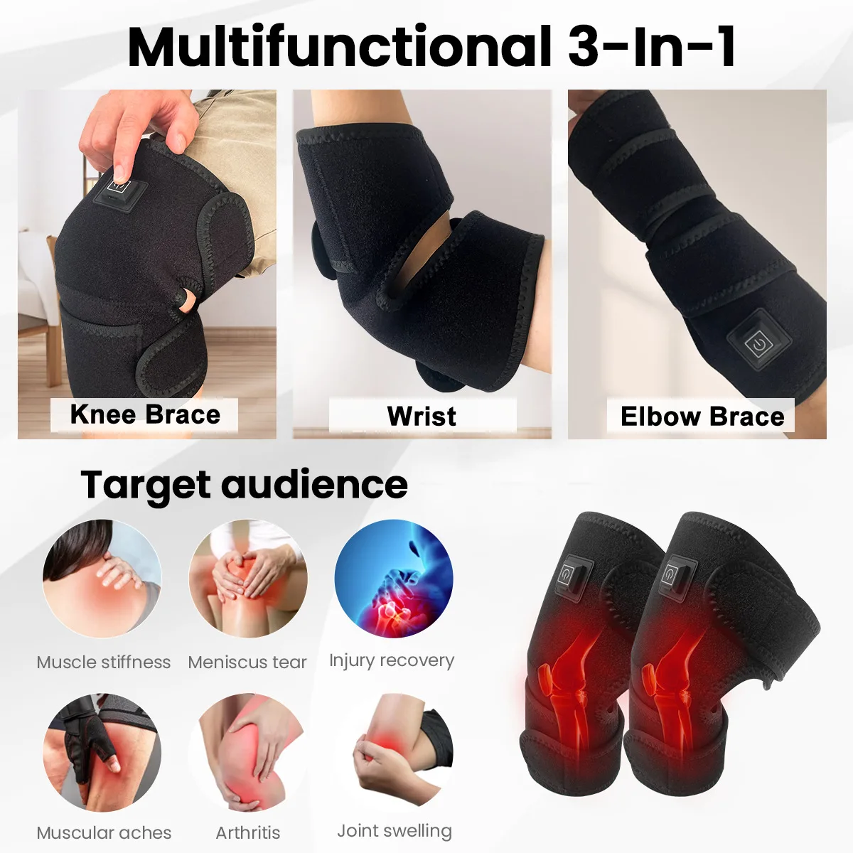 Customizable cold leg hot compress health protection gear for the elderly knee warm electric heating portable knee pads massage