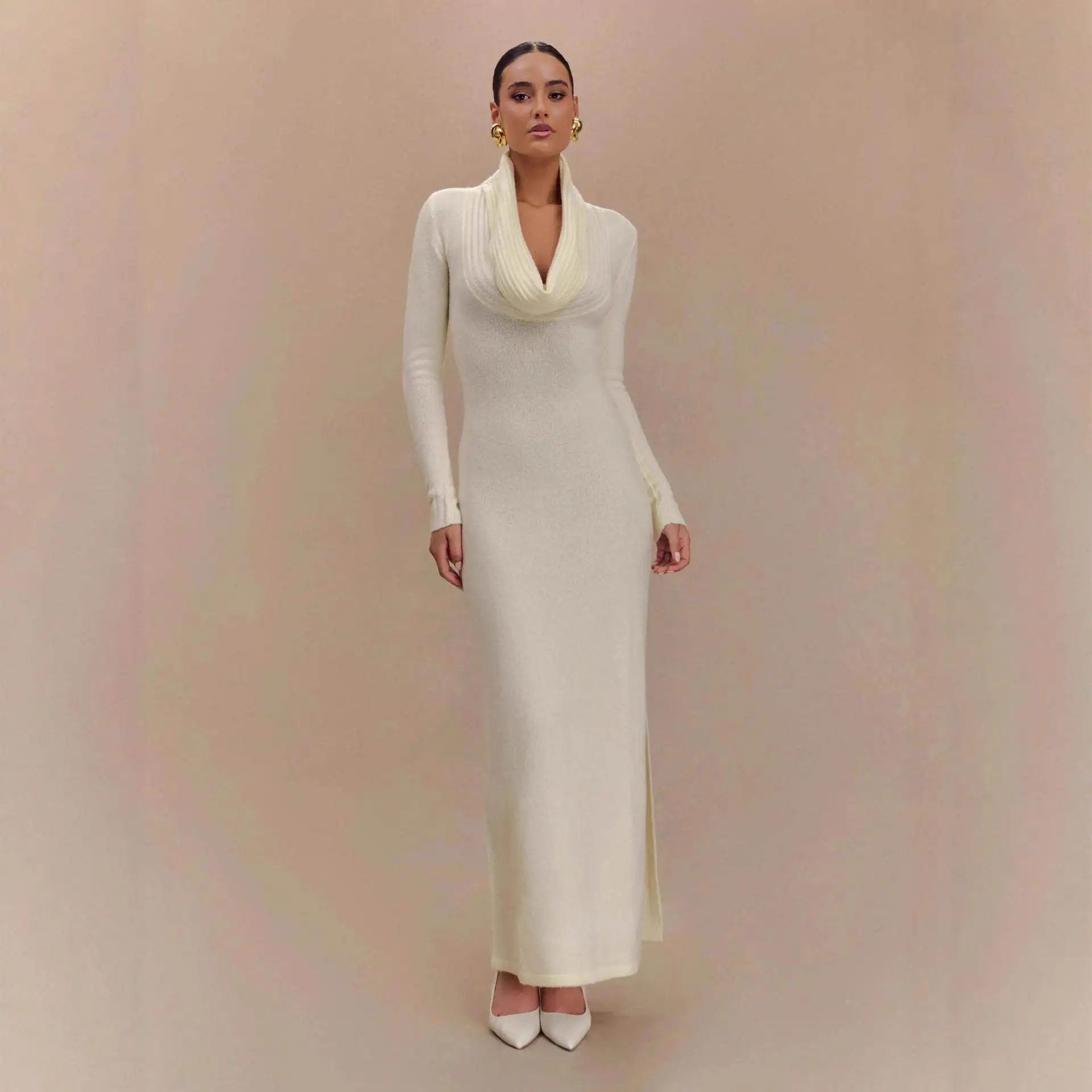 

Faionable Long Sve женская юбка Dr 2025 New Sle с высокой талией и запахом из полиэстера, уличная одежда для городских поездок на работу