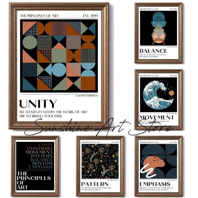 Classic Principles of Art Poster Set Canvas Prints Vintage Fine Art Poster Gallery Art Set Home Room Aesthetic Wall Decoration