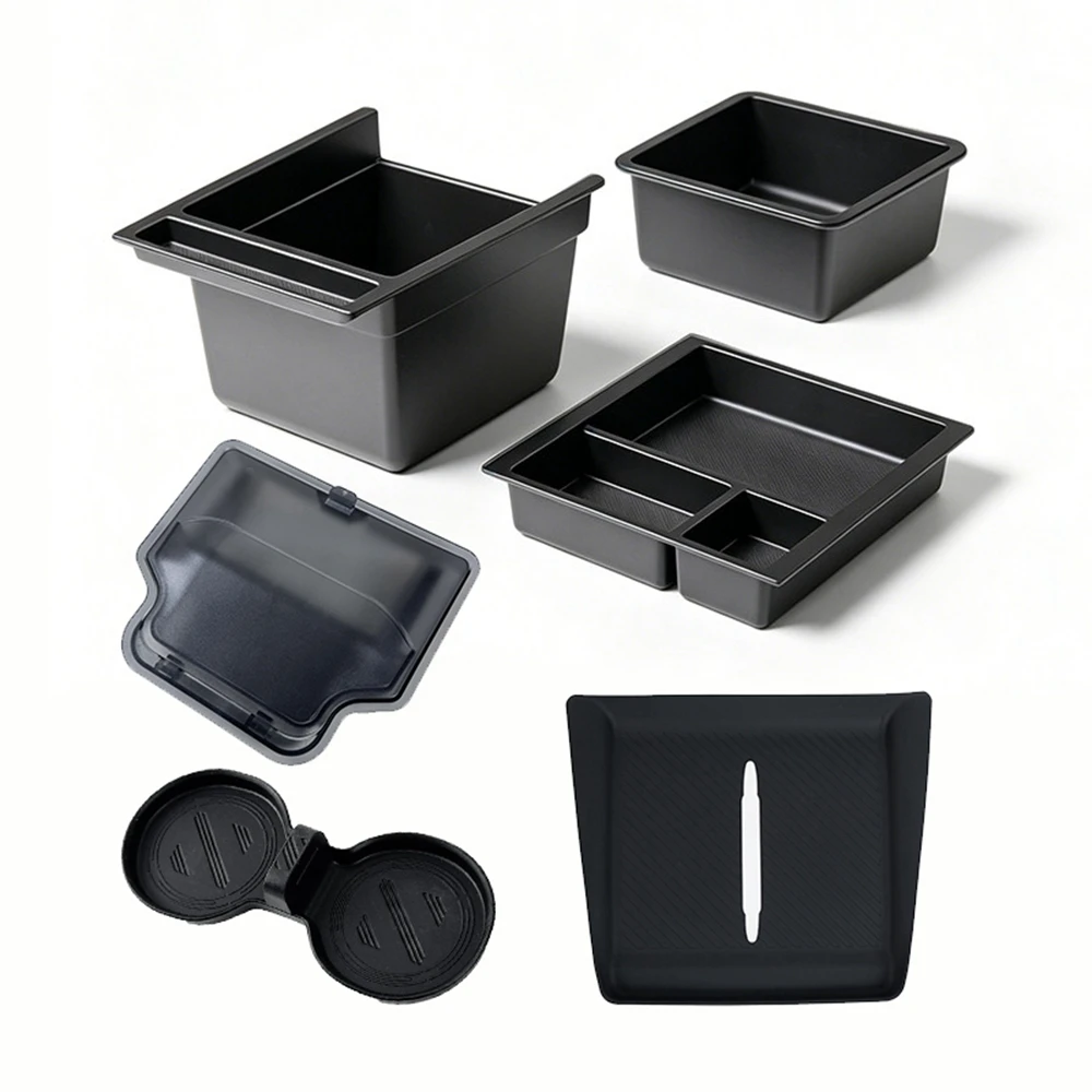 Slidable Double Layer Console Organizer Armrest Secret Box For Tesla Model Y L 2026 Long Wheelbase 6 Seater LWB YL Accessories