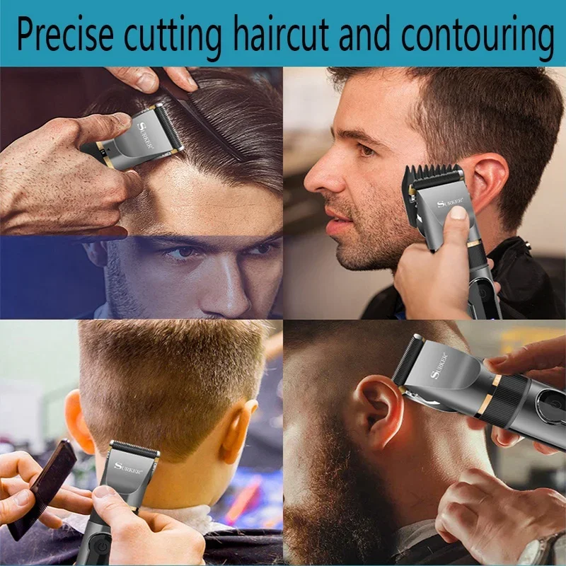 SURKER Electric Hair Clipper Professional Ceramic Trimmer RazorNoise Low Hair Cutting Machine