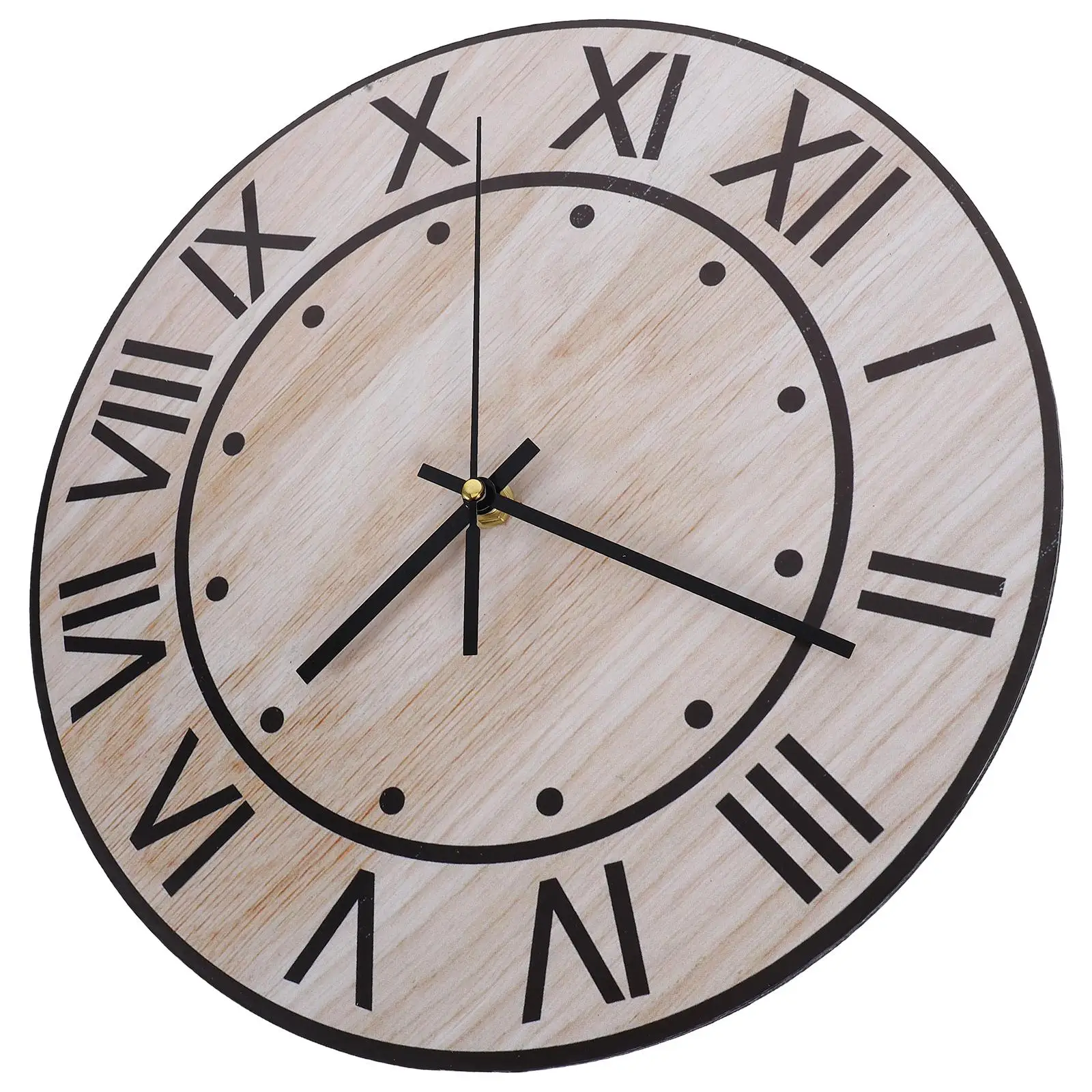 

Wooden Wall Clock Light Brown Decorative Office Silent Farmhouse Clocks For Walls Vintage Kitchen Durable Precision Rustic Style