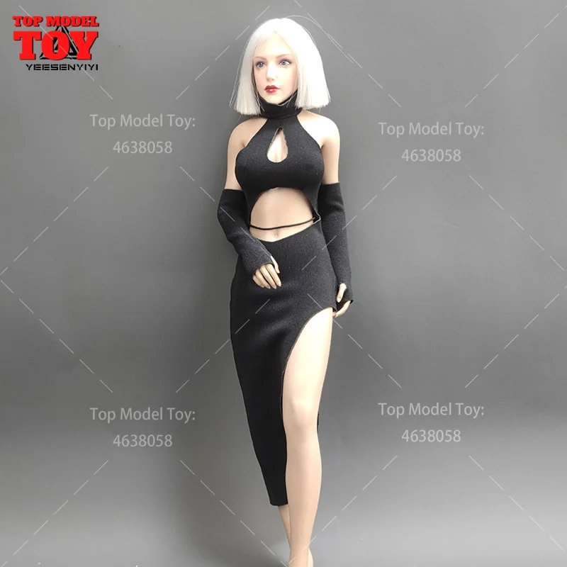 1/6 スケール黒スプリットチャイナロングスカート服モデルフィット 12 "TBL PH JIAOU 女性兵士アクションフィギュアボディ人形おもちゃ