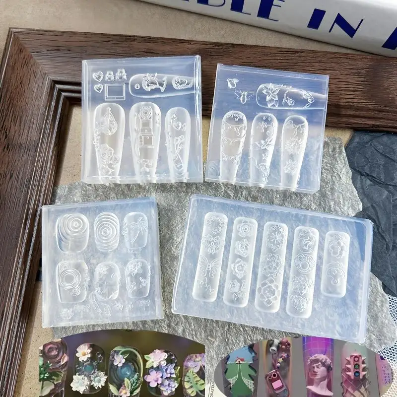 

Цветок павлина 3D силиконовая форма для ногтей в китайском стиле рельефный прозрачный шаблон инструменты для дизайна маникюра DIY украшения для дизайна ногтей