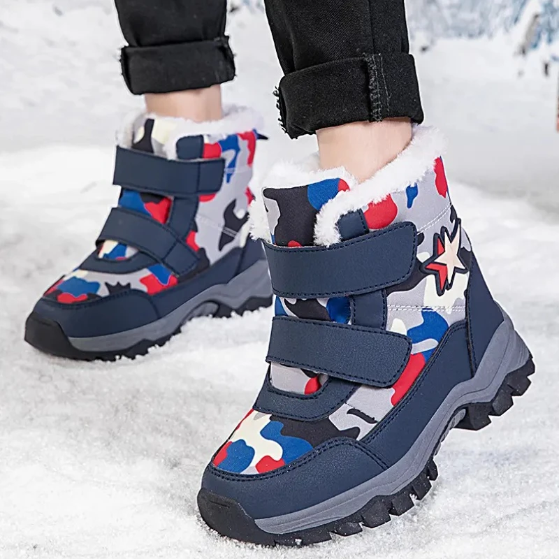 

Winter Children Shoes Plush Waterproof Fabric Non-Slip Girl Shoes Rubber Sole Snow Boots Fashion Warm Outdoor Boots