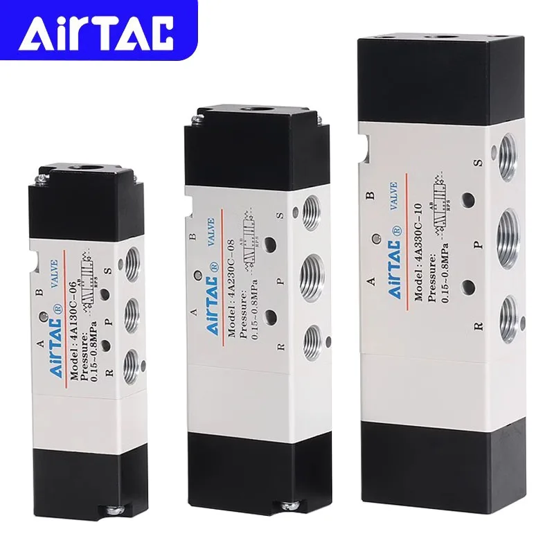 

AIRTAC Original Pneumatic Double Air Control Valve 5/3 Way 4A130-M5 4A130-06 4A230-06 4A230-08 4A330-08 4A330-10 4A430-15C/E/P
