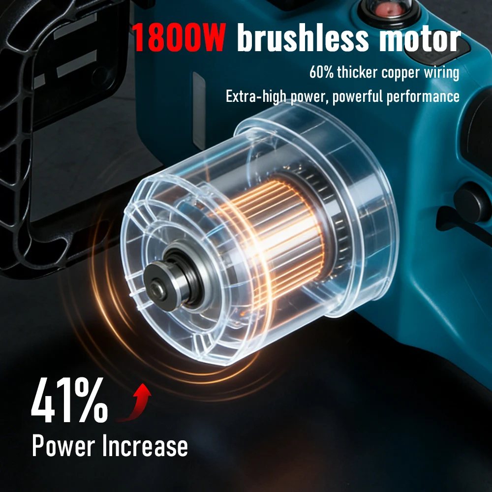 12 Inch Brushless Cordless Electric Chainsaw, Rechargeable Lithium Wood Cutting Saw Portable Garden Tool Fit For Makita Battery
