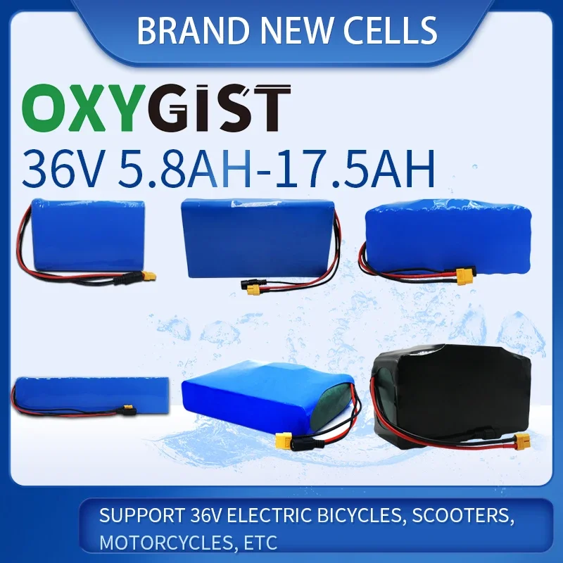 36V Ebike Scooter Battery 10S 5.8Ah-17.5Ah 18650 42V 37V Lithium Battery Pack with 15A-25A BMS for Motorcycle Electric Bicycle