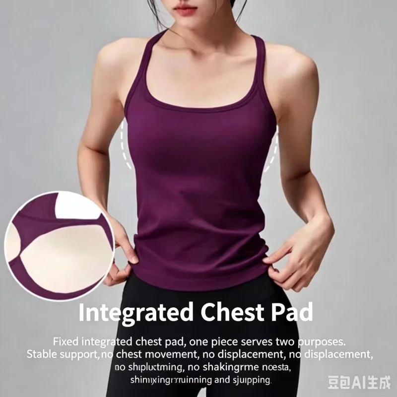 Nahtloser Yoga-BH für Damen in I-Form, stoßdämpfend, mit Brustpolster, schnelltrocknend, dehnbar, ideal für Fitnessstudio und Laufen. – Detail 2