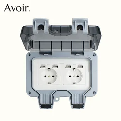 Presa impermeabile tipo Avoir 146 spina esterna Standard ue 16A prese elettriche esterne antipolvere con porta di ricarica Usb