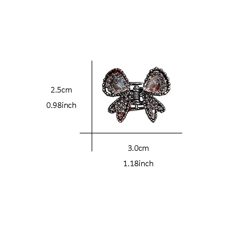 High-End Kristall Strass Schmetterling Haarspange Exquisite süße Mini Haarklammer seitlicher Pony Clip Damenmode Haarschmuck – Detail 5