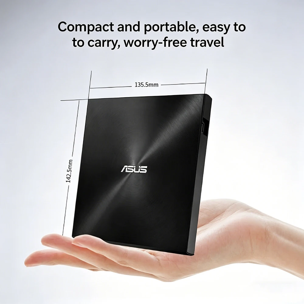 Asus 8x USB 2.0 external DVD burner, portable optical drive, black (compatible with Apple system/SDRW-08U7C-U)