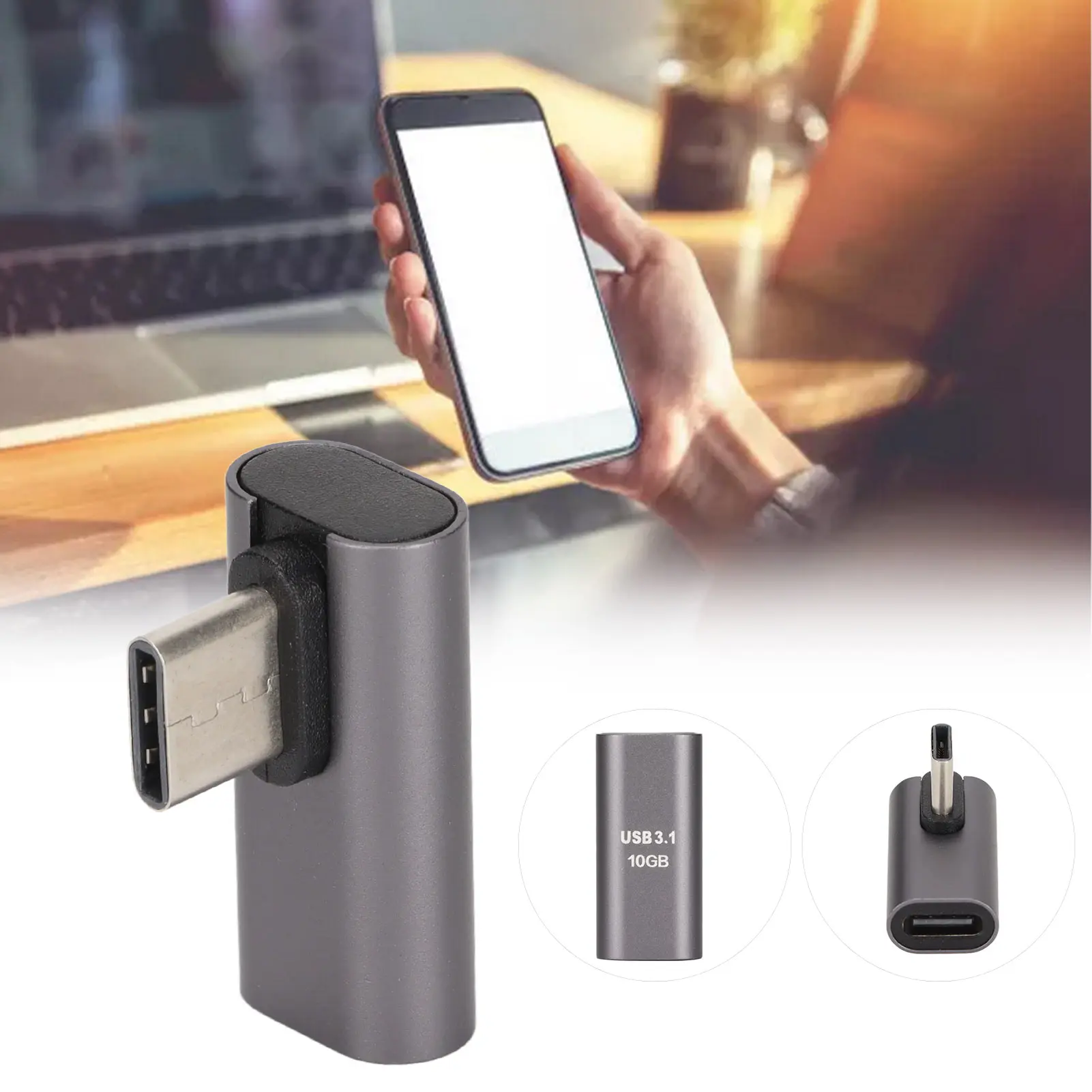 Type C Male to Female Adapter 10Gbps Aluminum Alloy Compact Type C Adapter for Laptops Tablets Smartphones Type C Adapter