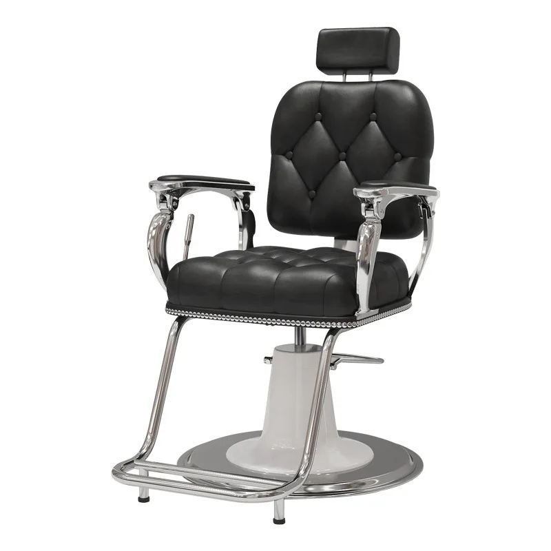 Retro Adjustable Barber Chair with Footrest for Hair Salons - Multi-Color Rotatable Beauty Chair