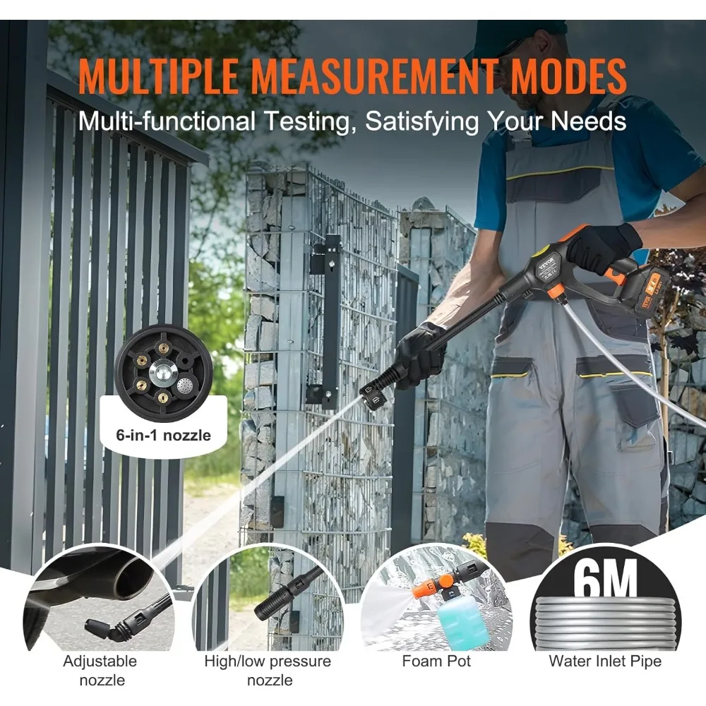 غسالة طاقة لاسلكية محمولة 652-PSI 1.1 GPM مع بطارية 4.0 أمبير لتنظيف الضغط العالي