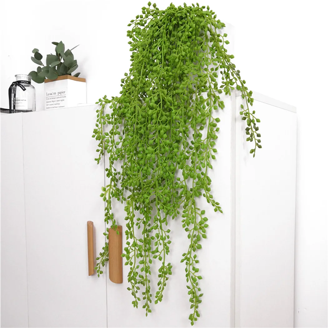 Artificial Plant Vines Wall Hanging Rattan Leaves Branches Outdoor Garden Home Party Decoration Plastic Fake Leaf Green Plant