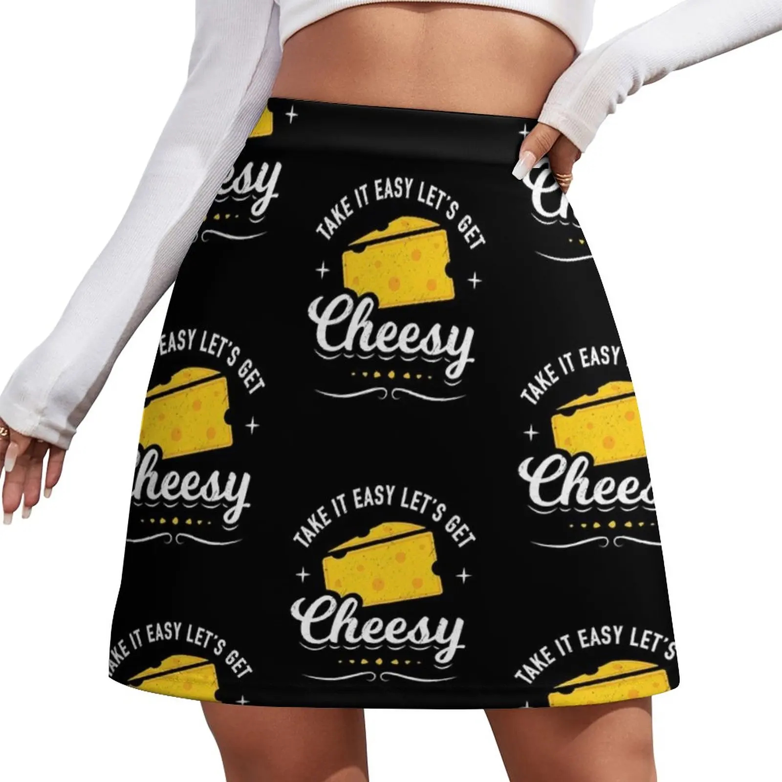 Cheese Lover Gift - Take it Easy Let's Get Cheesy Mini Skirt Women's summer dress short skirt