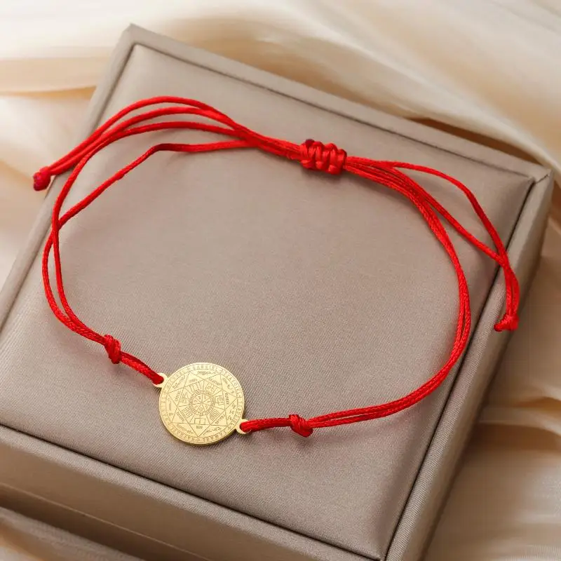 Adjustable Rope Bracelets Amulet Seal Of Solomon Jewelry Gift Skyrim Stainless Steel Seven Archangels Charm Bracelet Women Men