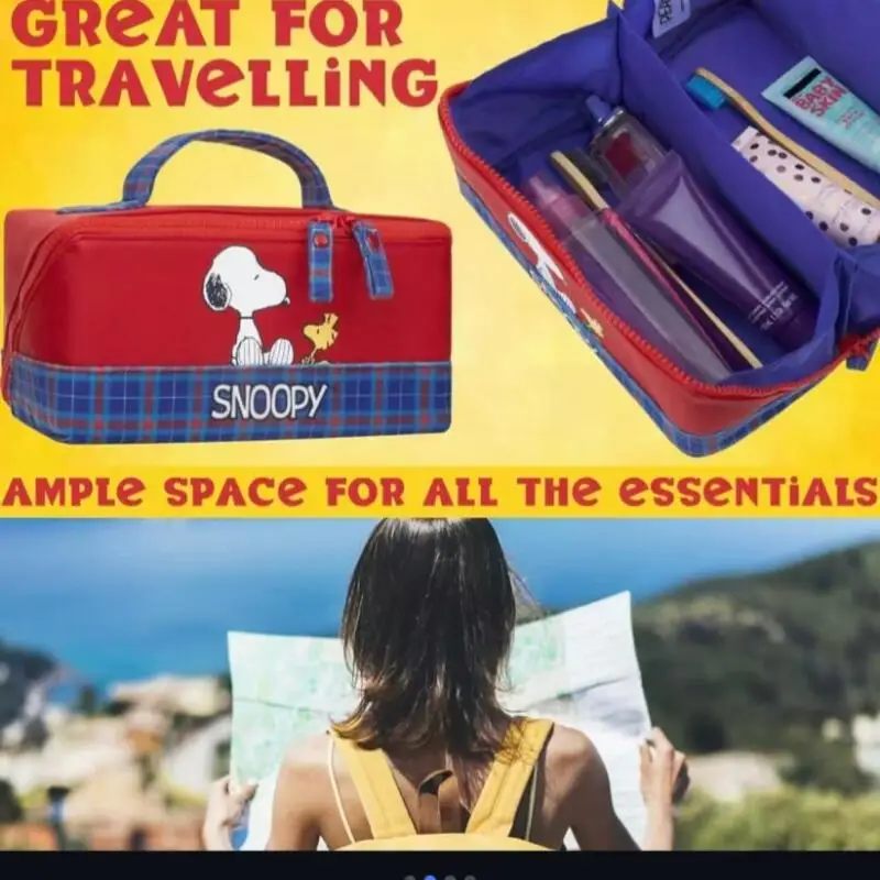 New Arrival Cartoon Snoopy Makeup Bag Portable Hand Carry Large Space Multifunctional Travel Toiletry Storage Pouch