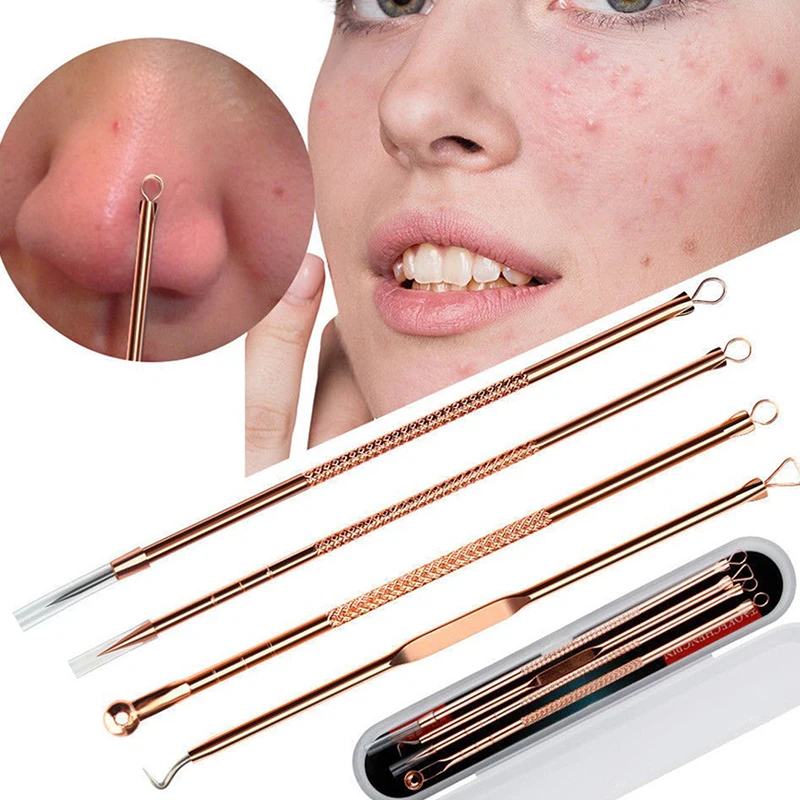 4pcs/set Facial Pore Cleaner Extractor Face Skin Care Tools Blackhead Comedone Pimple Belmish Acne Remover Needles