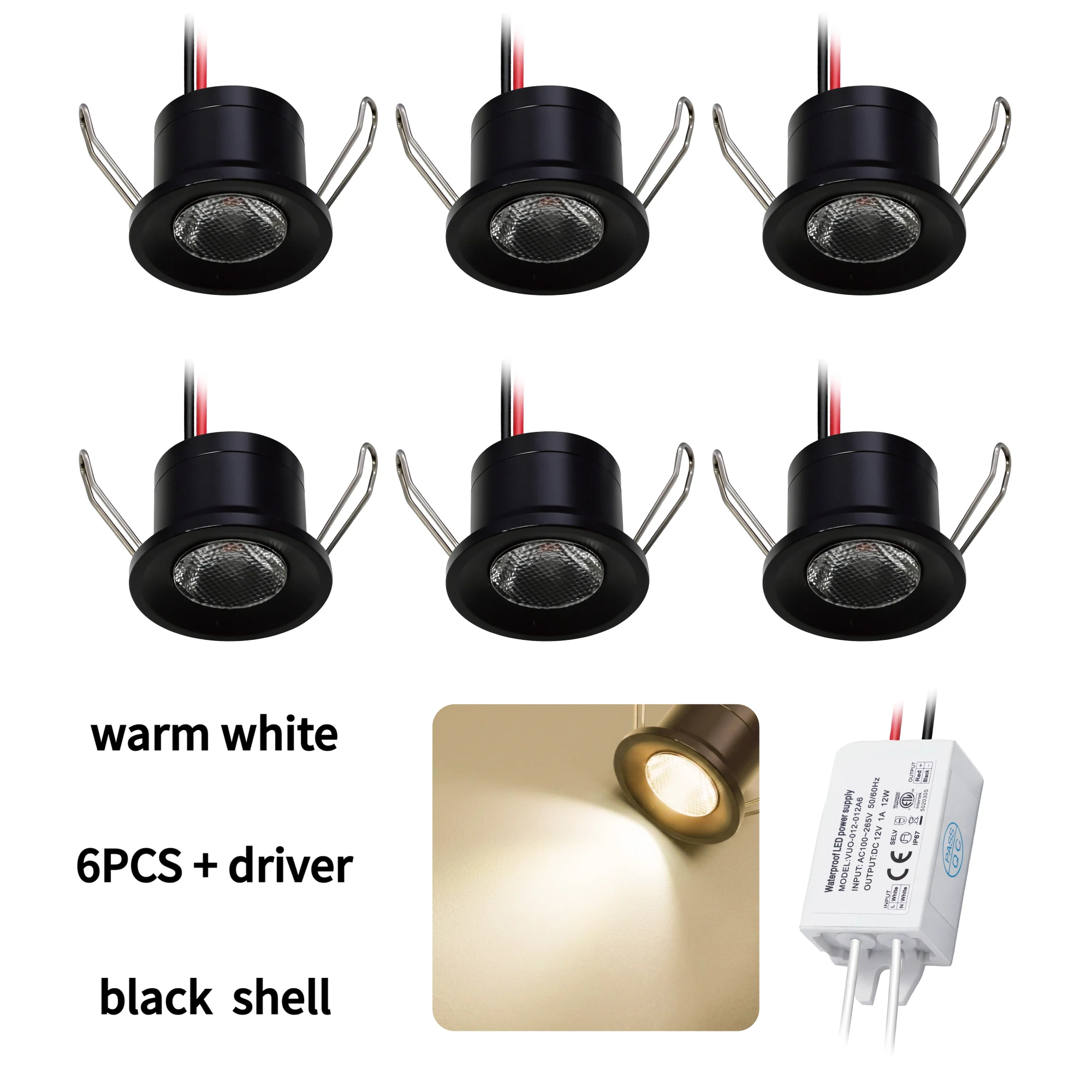 2W LED Zilver Mini Inbouwspot 12V IP65 Dimbare Plafond Downlights Trappen Kastlamp Buitenspot met Driver