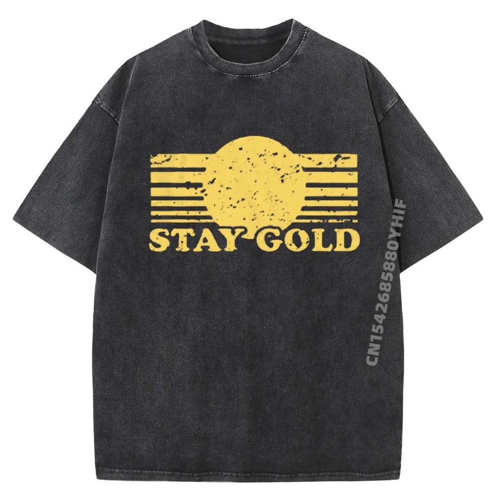 

Latest Printed Tshirt Stay Gold Funny Saying Graphic Tshirt Men's Shirt Casual Washed Clothes Vintage Style
