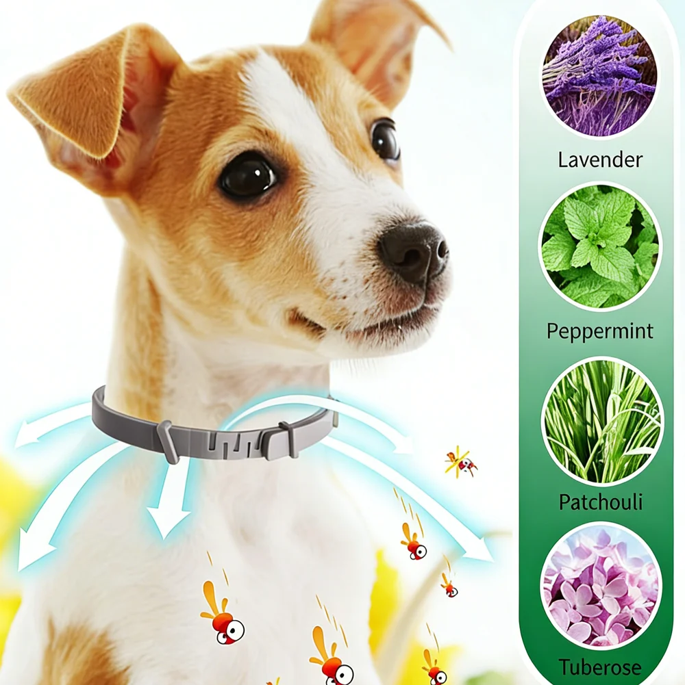 Flea,Tick & Lice Repellent Collar for Dogs&Cats– Adjustable Waterproof Pet Pest Control Collar with Natural Essential Oils - view 3