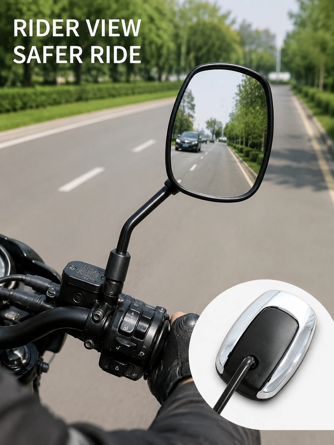M8 Positive Thread Motorcycle Rearview Mirror Universal Scooter Side Mirror for Cuxi S5 New Turtle King Electric Bike Convex