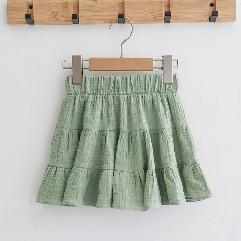 

100% Cotton Girls Ruffle Skirt Summer New Toddler Baby Girl Casual Solid Sweet And Cute Children's Mini Skirts，122309KBP