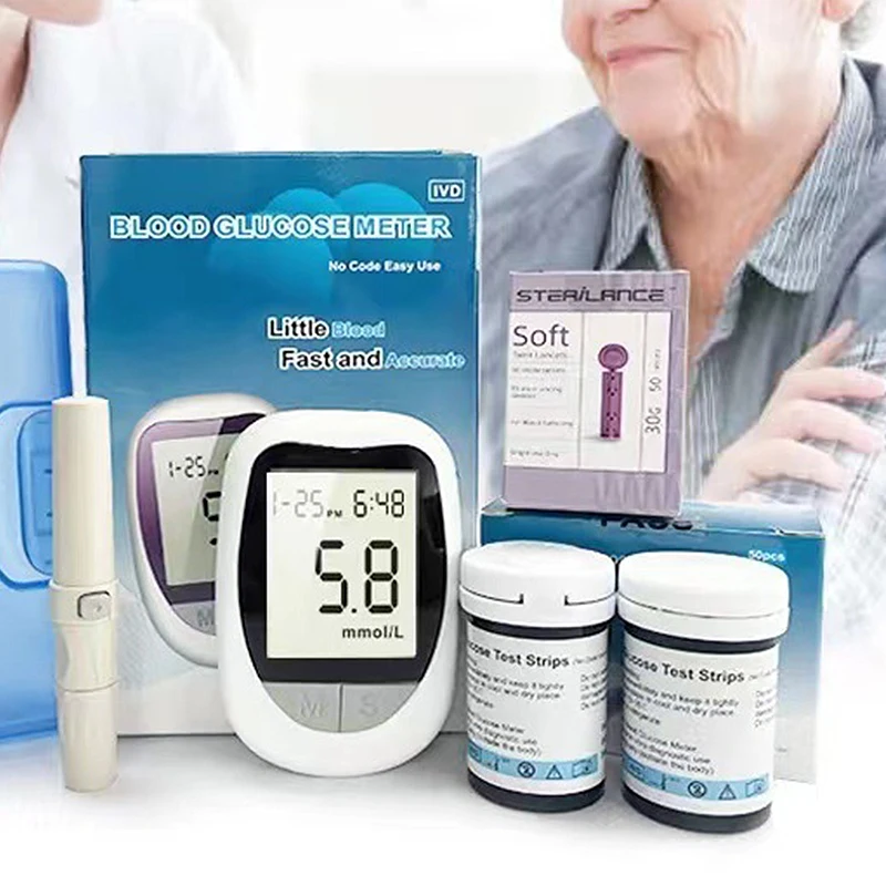 Glucómetro médico 50 uds/100 Uds tiras reactivas lancetas medidor de glucosa en sangre Kit Monitor de azúcar Glucometro para Diabetes Mg/mmol