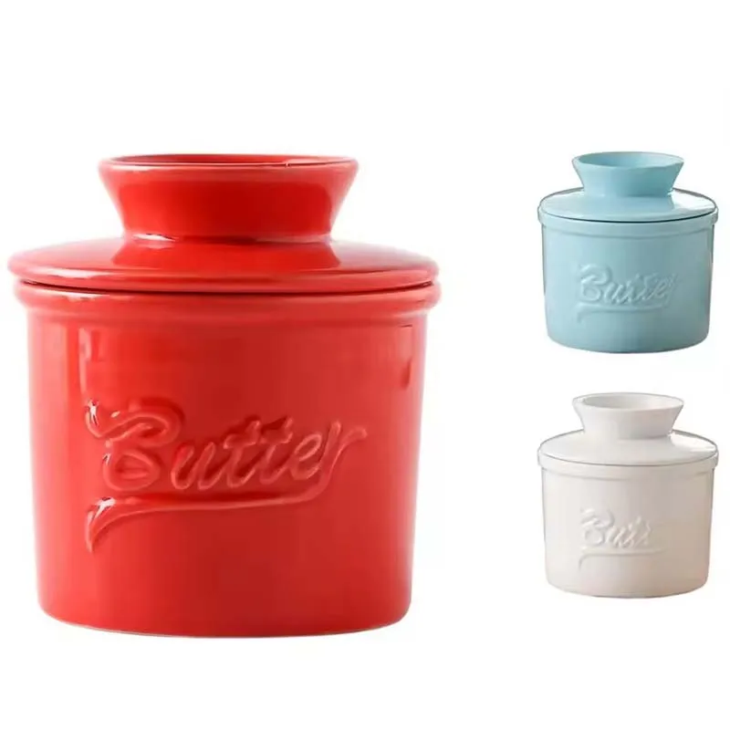 

Durable Glossy Finish Butter Bell Crock Handmade Keep Fresh Butter Keeper with Lid Thicken Ceramic Butter Dish Home
