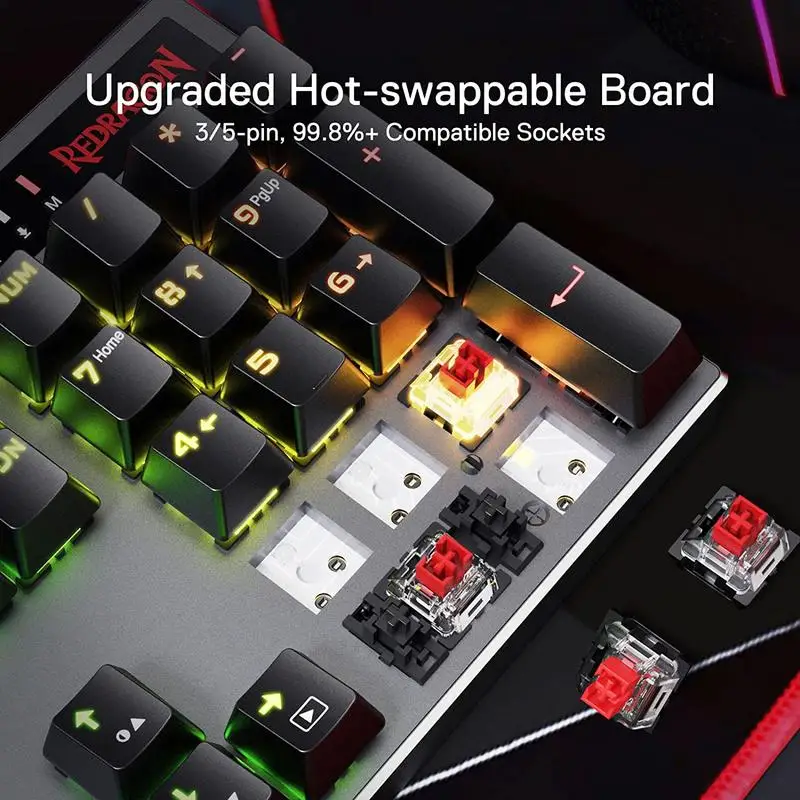 Imagem -04 - Pro Wireless Rgb Gaming Keyboard Atualizado Tri-mode Hot-swap Linear Silencioso Interruptor Vermelho bt 2.4ghz Redragon-k556