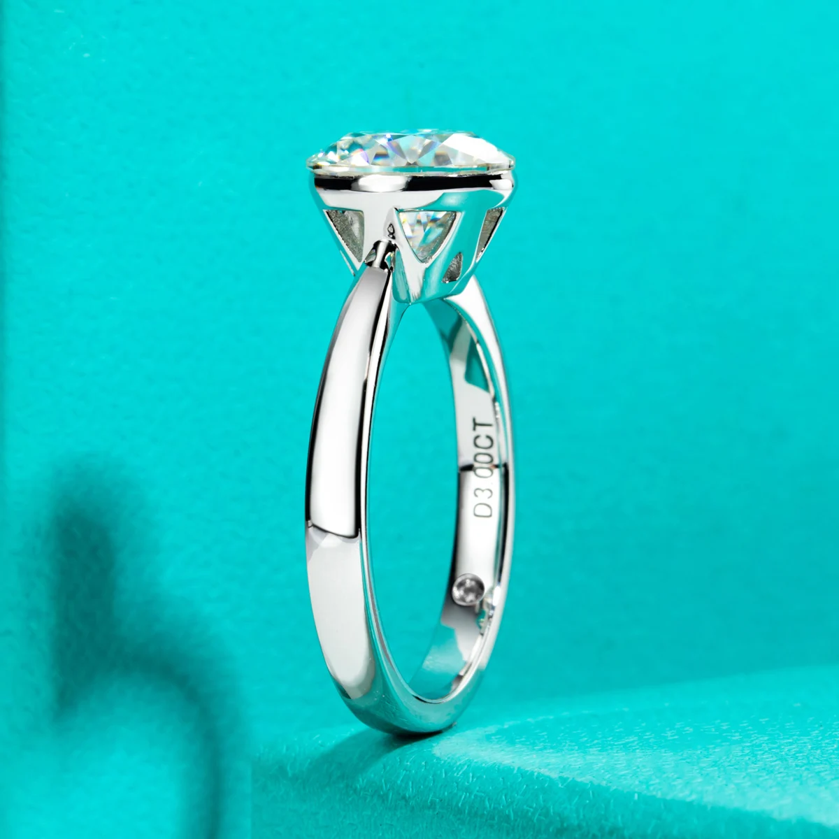 AnuJewel 2ct/3ct D Color Moissanite Invisible Setting Engagement Ring For Women 925 Sterling Silver Gold Plated Solitaire Rings