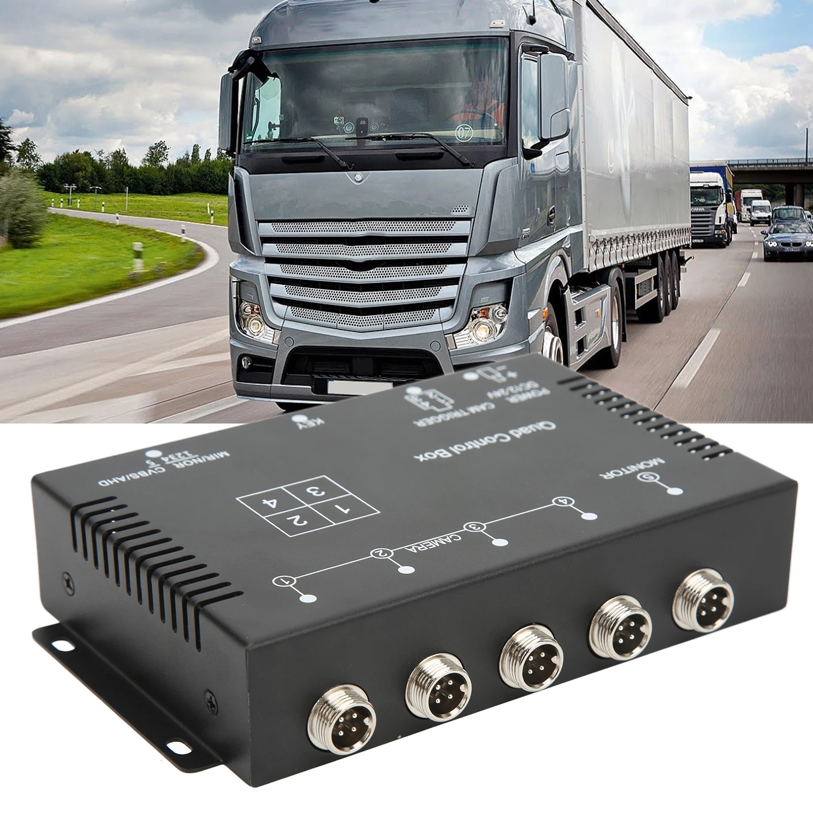 

Parking Camera Video Converter 4 Channel Video Splitter 1080P AHD DC12V 24V Camera Video Screen for RV Truck Bus Trailer