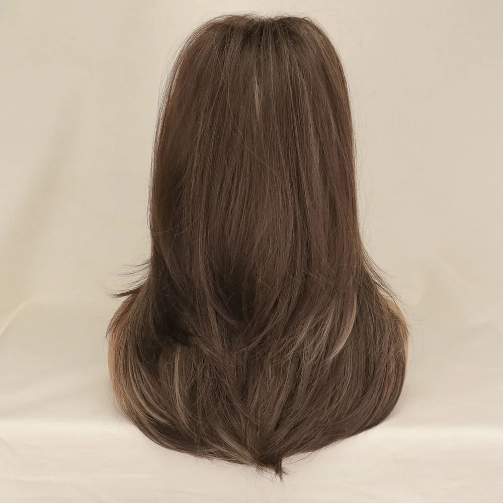 SuQ-Perruque Synthétique Longue et Ondulée avec Frange pour Femme، Ombre، Marron، Blonde، Cosplay، Naturel، Chaleur، Degré