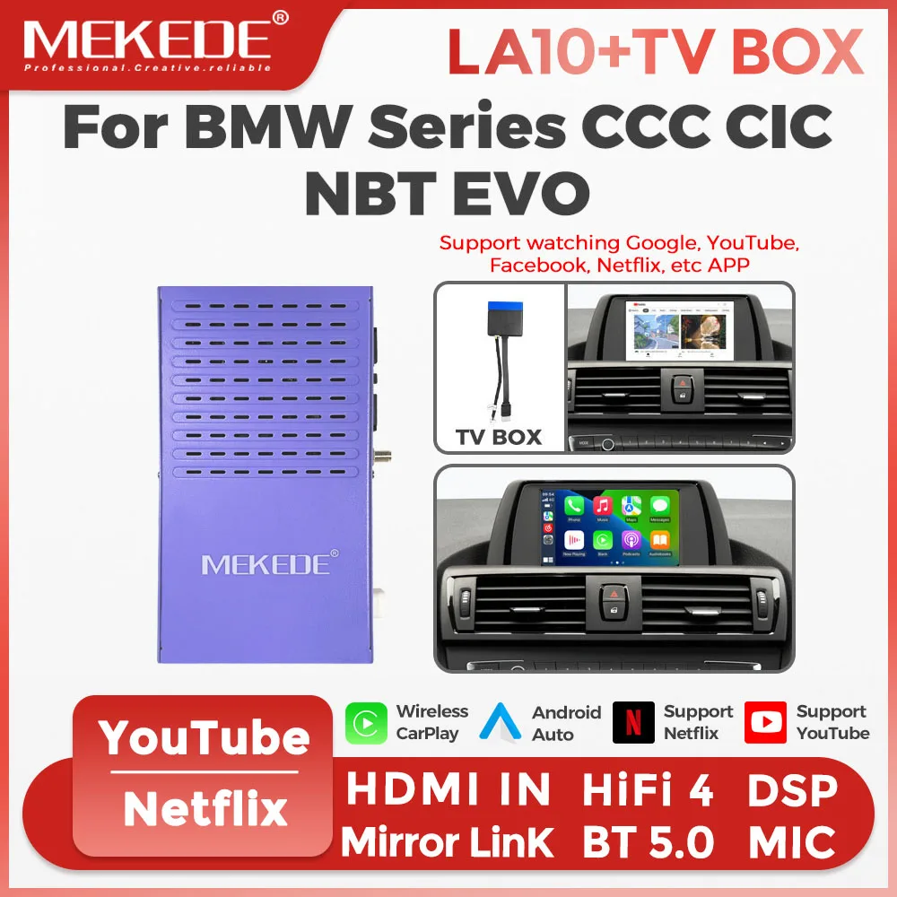 MEKEDE Wireless CarPlay Android Auto AirPlay Autolink Mirroring HiFi DSP BOX Modul für BMW F20 F21 F22 F30 F31 F34 F32 F33 F36 F06 F12 F13 F01 F02 F25 F26 F15 F16 NBT System