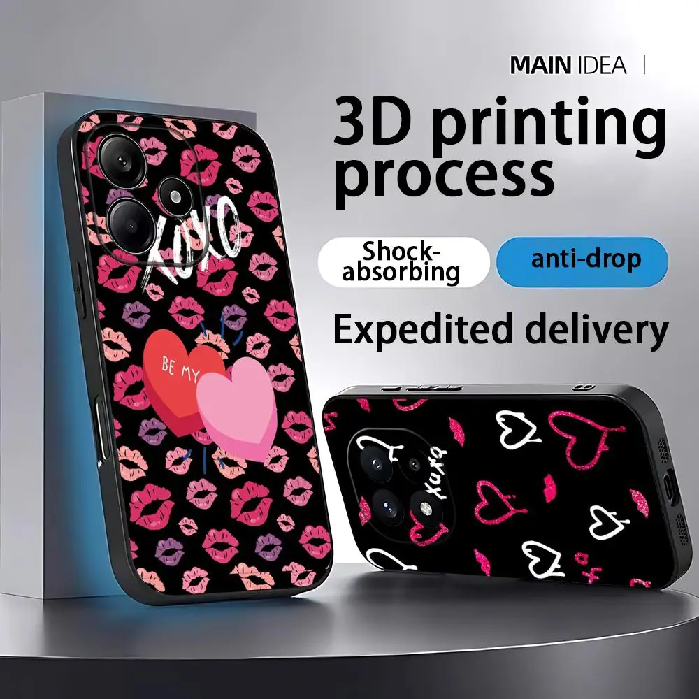 Fashion Xoxo pink girl COOL Phone Case For Xiaomi Redmi Note 14 13 12 11 Pro Plus S 5G 14C A3 Soft Black Phone Cover