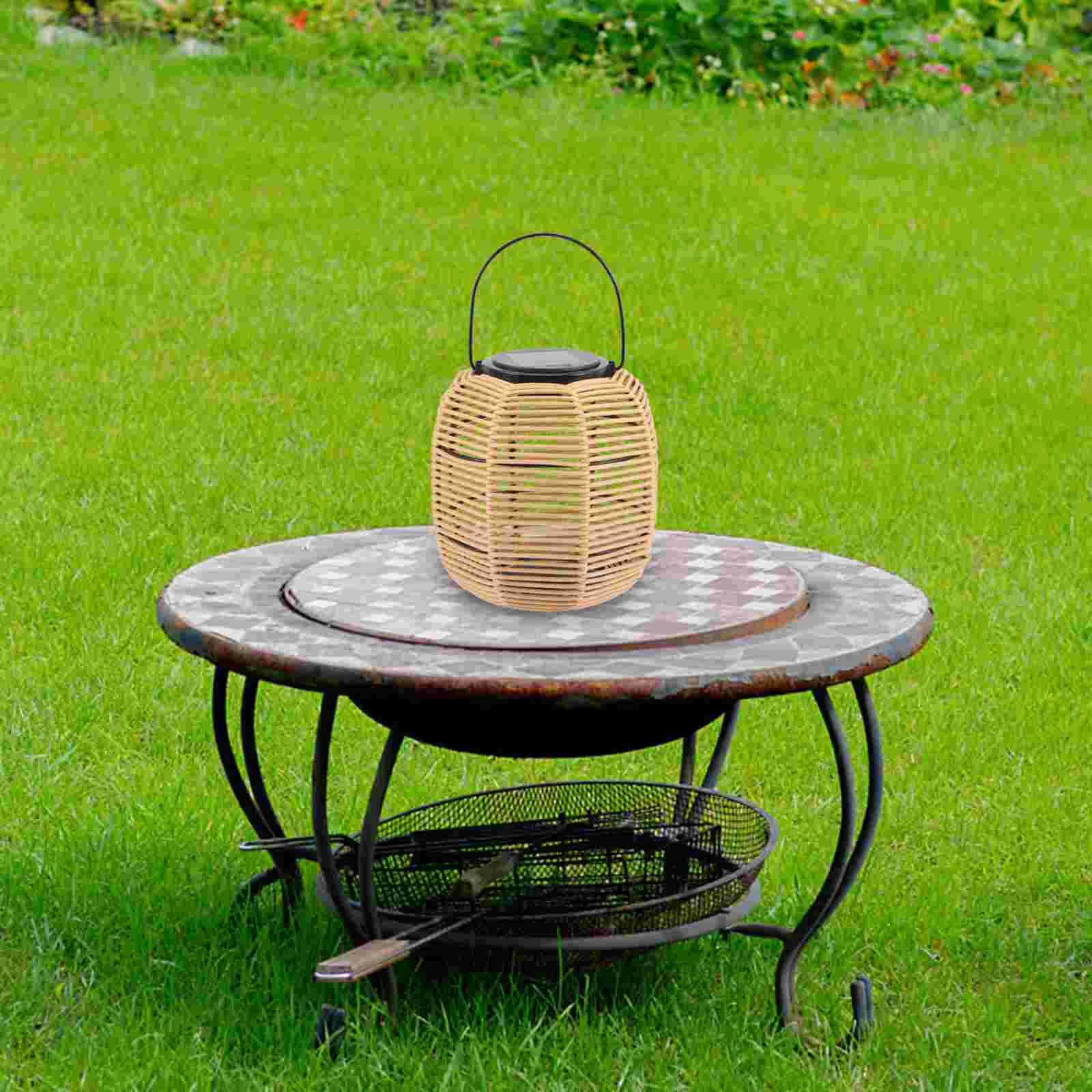 Solar Lamp Outdoors Lantern Solar Hanging Outdoor Rattan Lamp Garden Lanterns Decorative Vintage Waterproof Woven