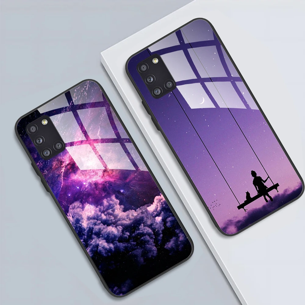 For Samsung A51 A71 A31 Case Fashion Tempered Glass Case Funda Silicon Back Phone Cover For Samsung Galaxy A 51 71 31 Coque Para
