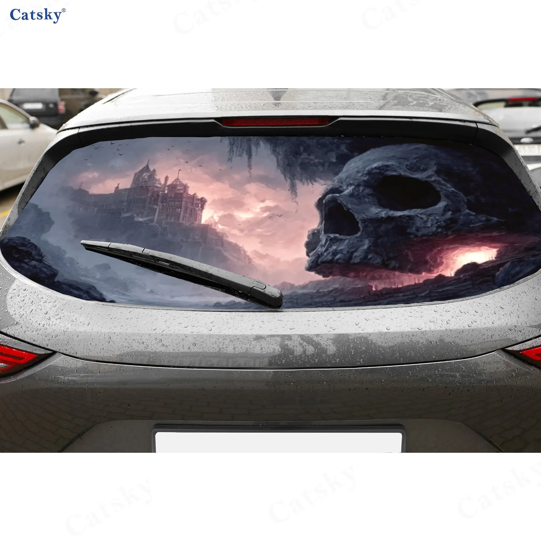 Undead Fortress PVC material self-adhesive waterproof car rear window sticker, easy to paste without falling off, waterproof and