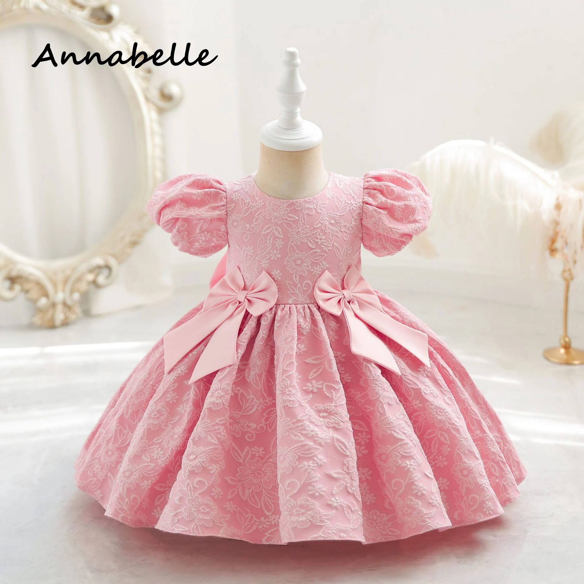 Annabelle Flower Baby Girl Bow Dress For Wedding Party Dress Kids Colorful Children Puffy Baby Girl Clothes Princess vestidos