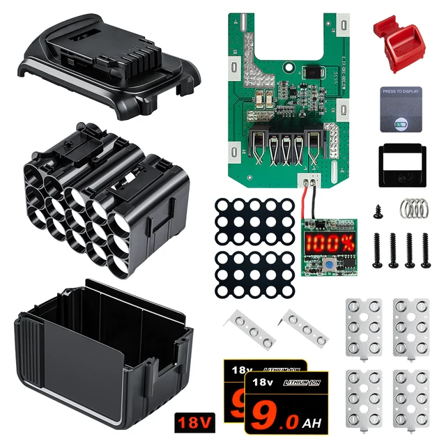 DCB200 9.0Ah Obudowa akumulatora do DEWALT 18V 20V DIY 3Ah DCB184 Obudowa z płytką BMS PCB Ochrona przed ładowaniem LED Digital