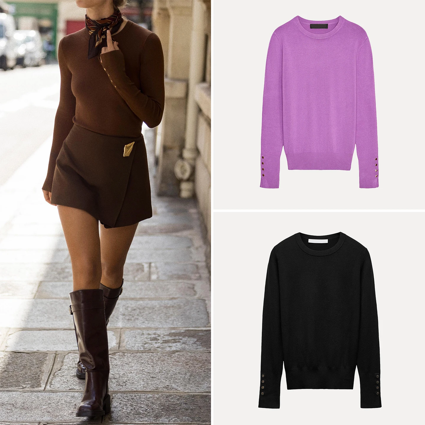 

Z Женское нижнее белье Basic Long Sve round Ne Knitted irt Flat Needle Топ Slim Fit Sle Осенний сезон Faion