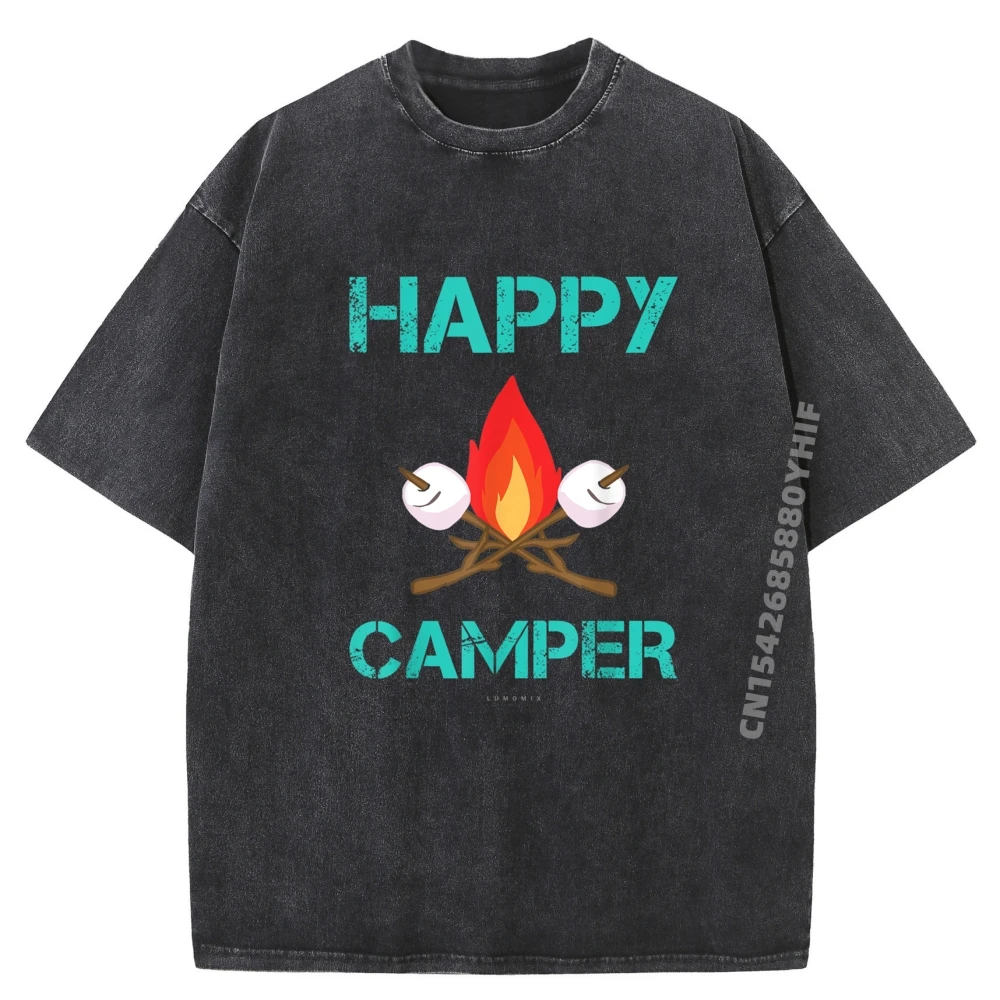 

Lumomix Campinghappy Camper забавные рубашки для кемпинга винтажная футболка мужская одежда забавная стираная рубашка группа