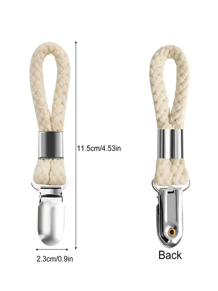 4 Stück Handtuch-Aufhängesclips, geflochtene Mehrzweck-Baumwollschlaufe, Metallhaken, Küchen- und Badezimmer-Aufbewahrungsklammern, Socken- und Kleiderhaken – Detail 4