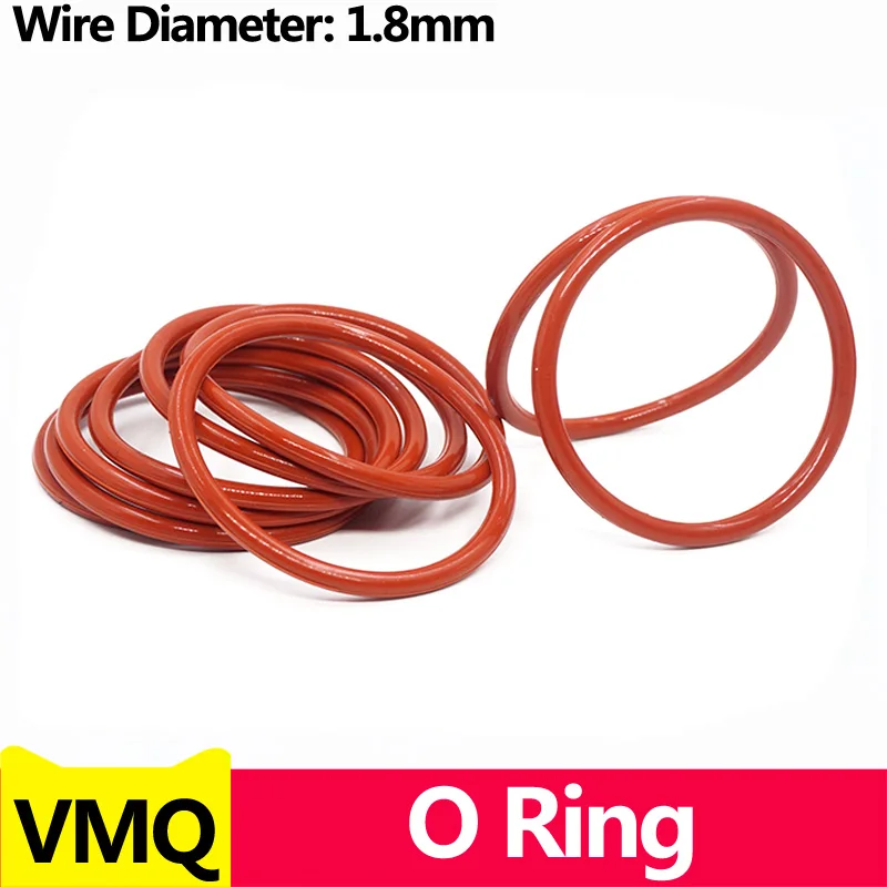 Red Color  Silicone Rubber O-RING VMQ Sealing Rings Repair Skeleton Oil Gasket  Inner Diameter1.8-80MM  Wire diameter1.8MM