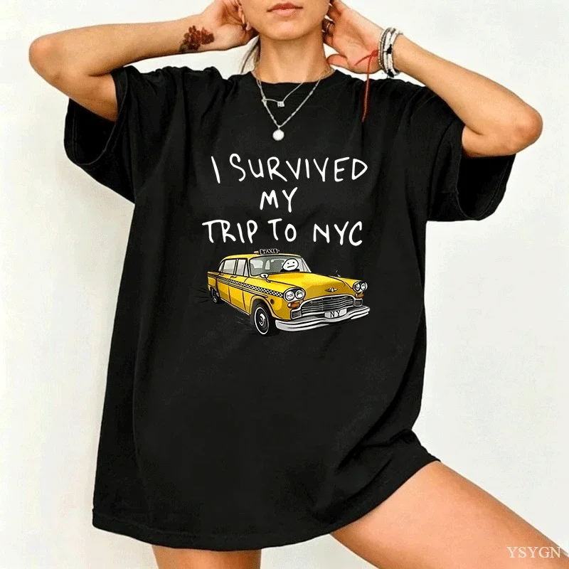 Funny Tshirt Men Women I Survived My Trip To NYC Print Tops Casual Streetwear Unisex Fashion T Shirt Tom Holland Same Style Tees