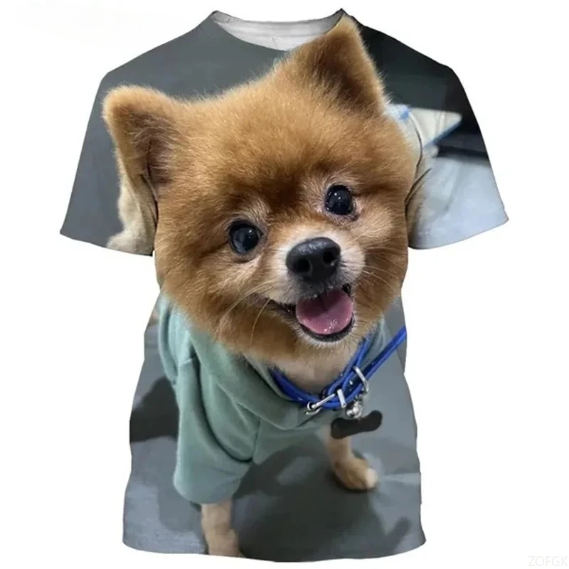 

Cute Bomei Pattern Men's T-shirt Summer 3D Short Sleeve Printed Pet T-shirt Casual Round Neck T-shirt